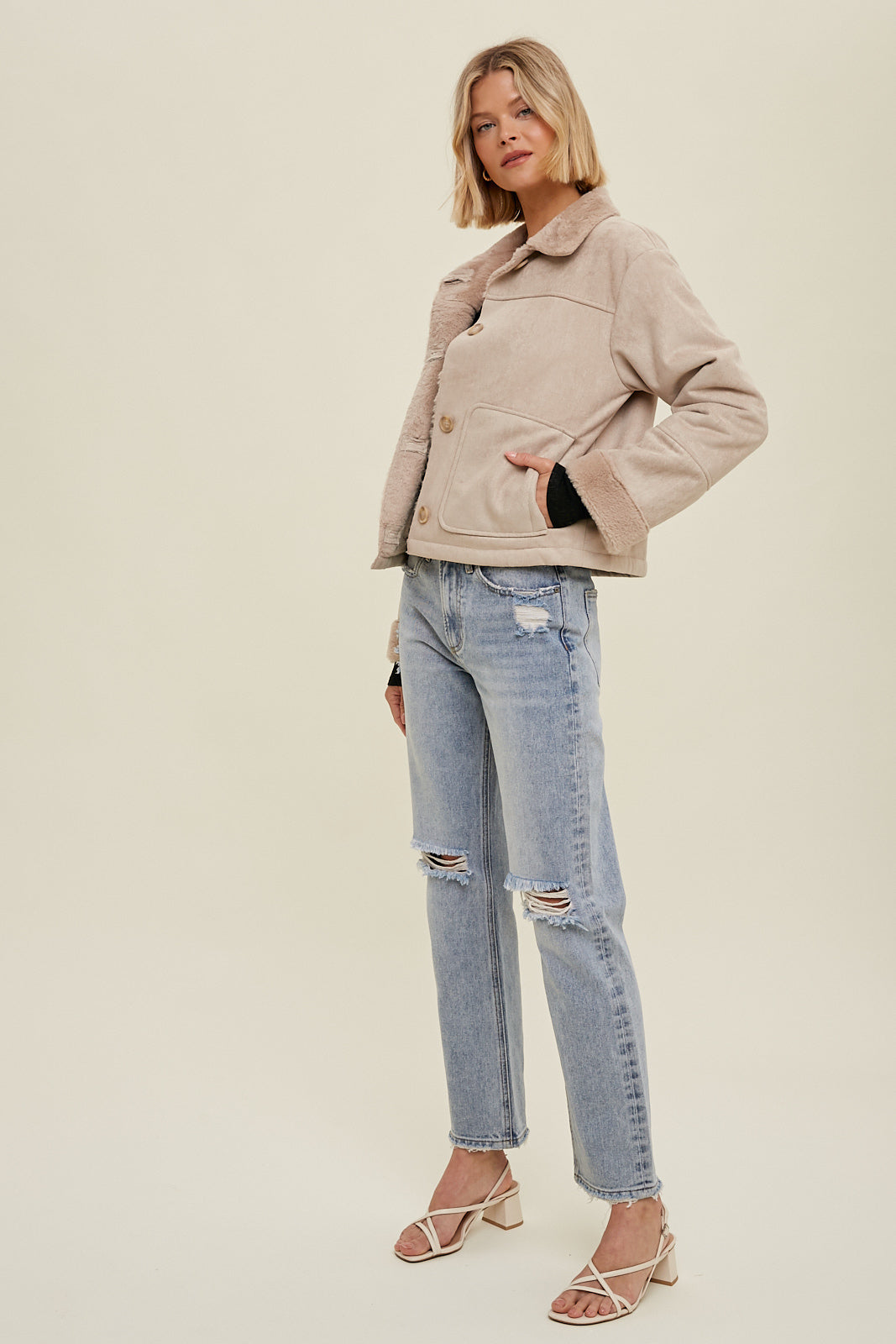 Suede Faux Fur Jacket