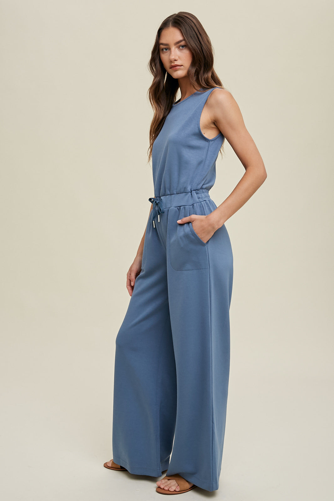 Wide Leg Scuba Jumpsuit
