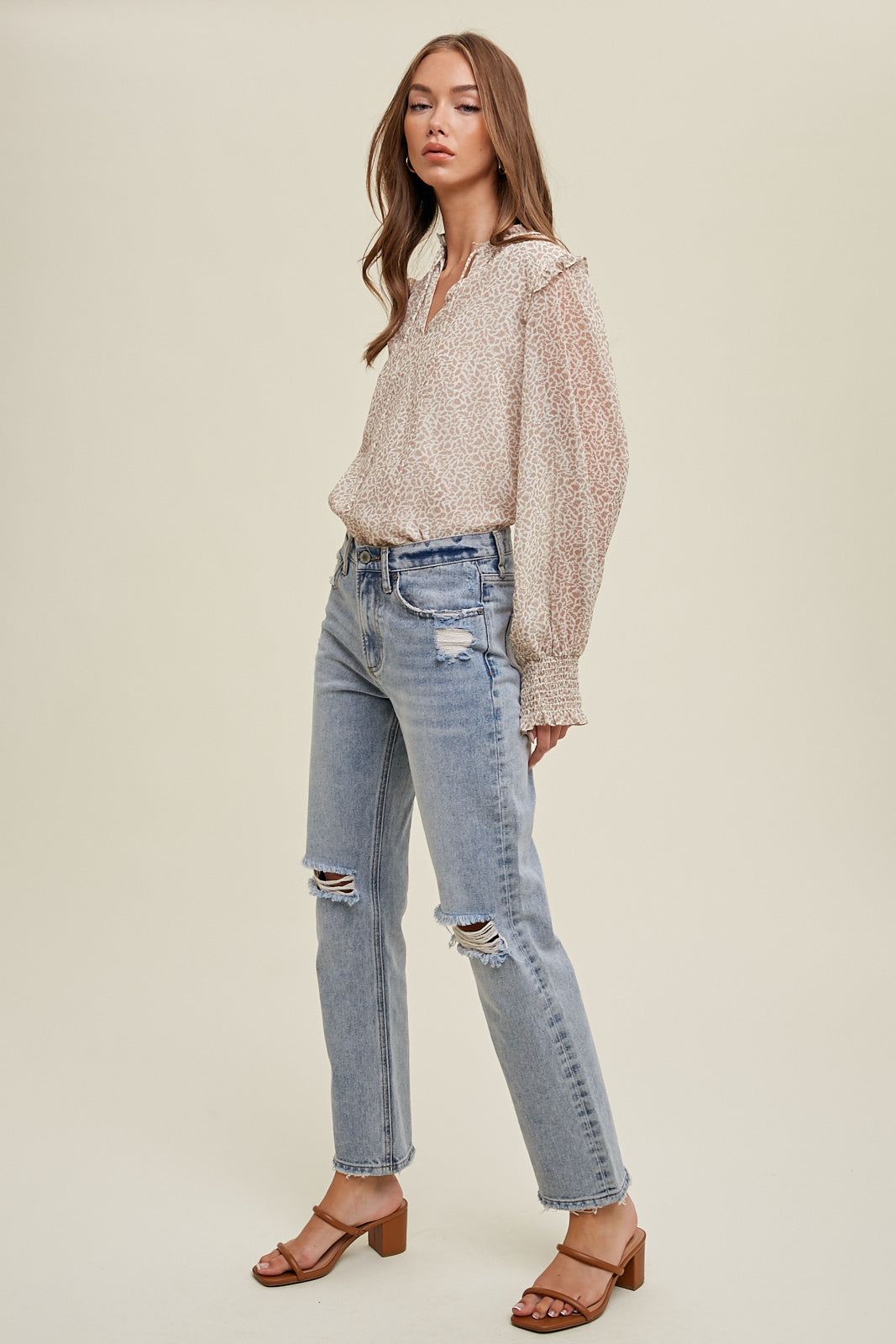 Ruffle Detailed Abstract Top