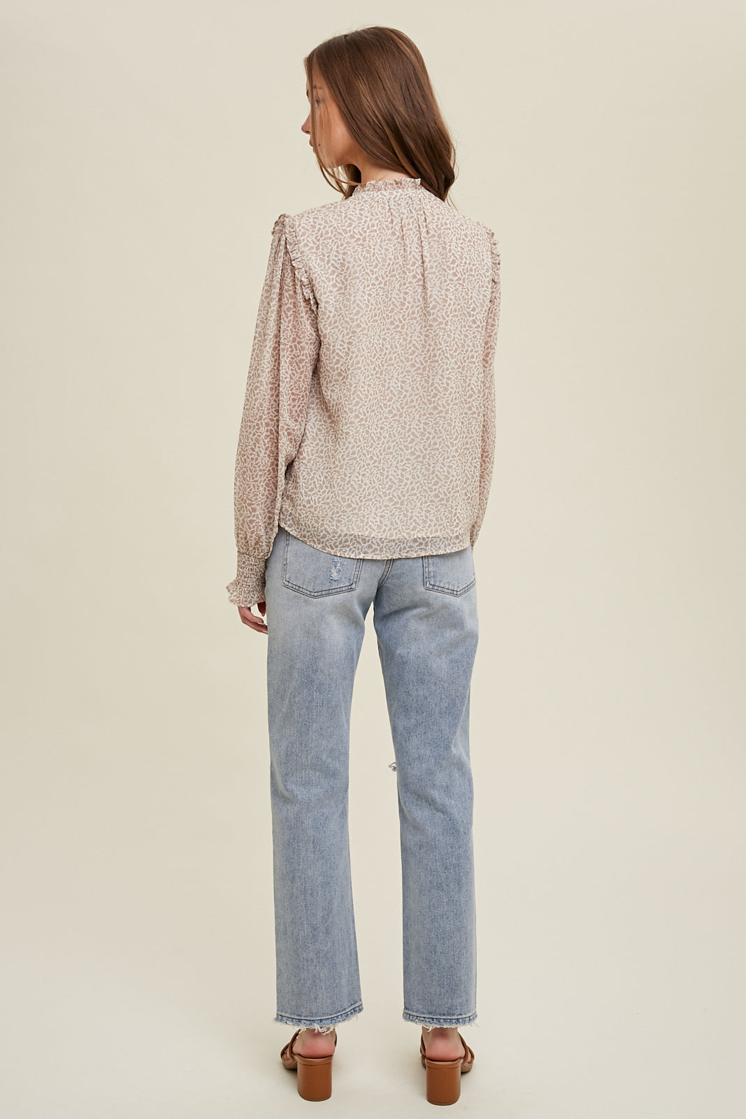 Ruffle Detailed Abstract Top