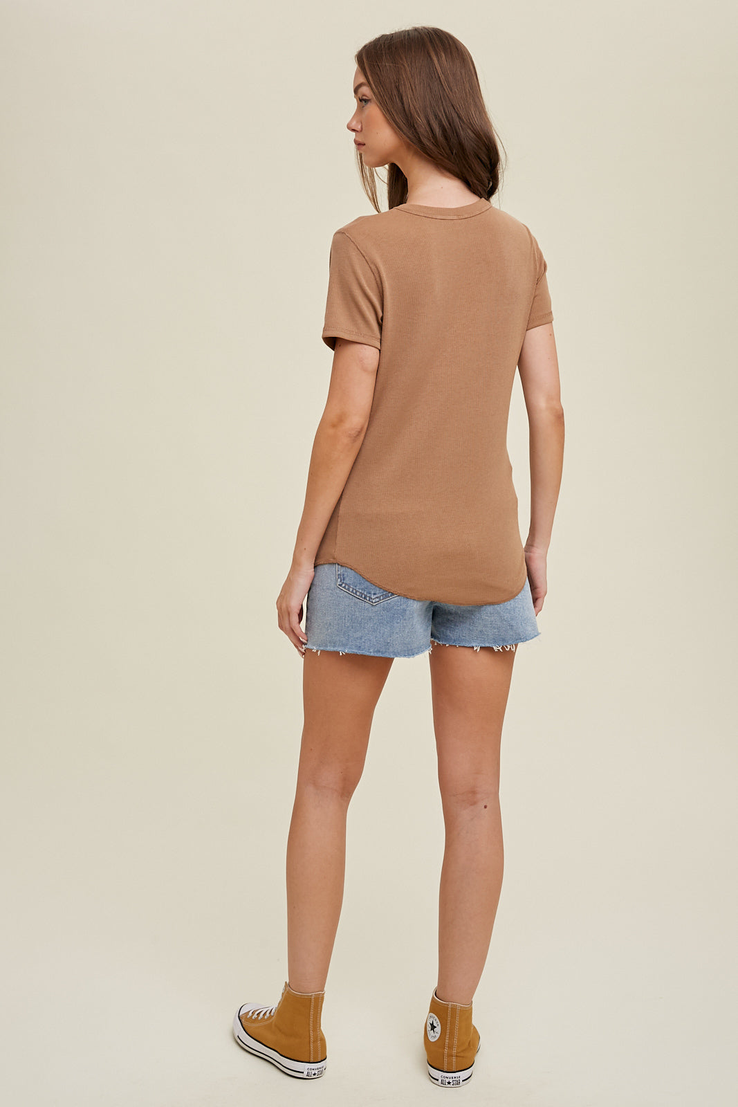 Rib Knit Classic Top - Camel
