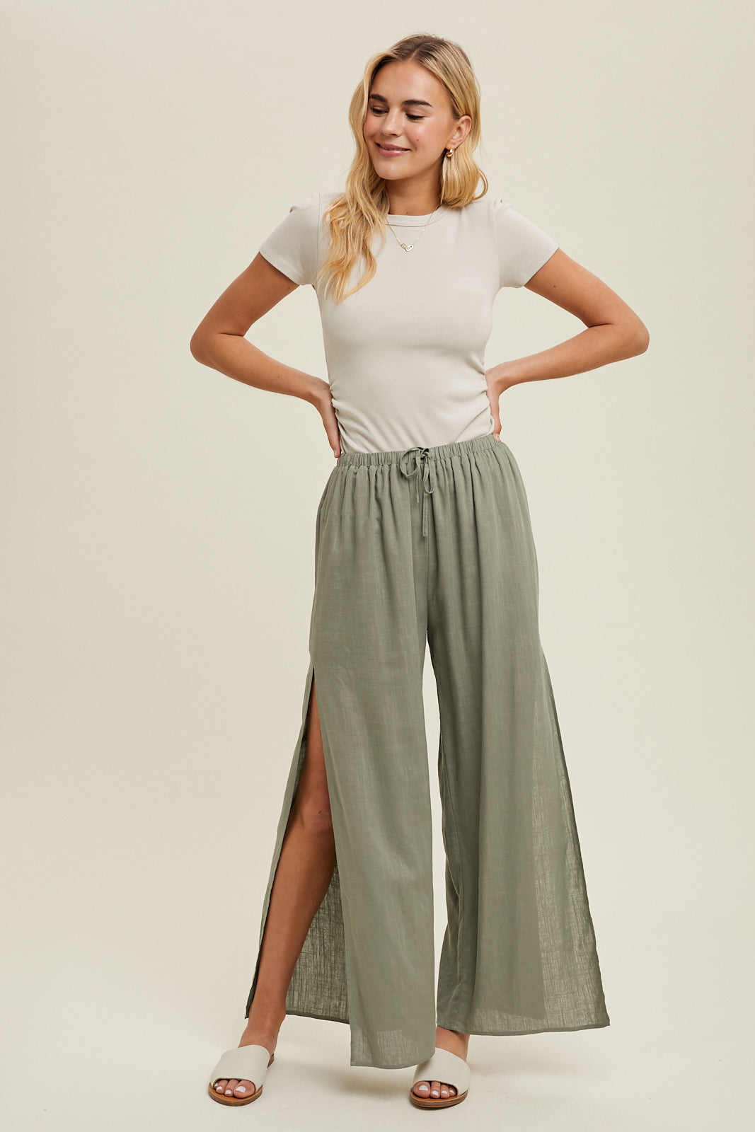 Side Ruched Top - Stone