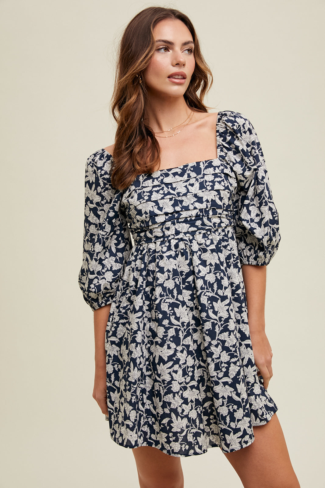Ruched Floral Dress