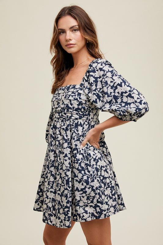 Ruched Floral Dress