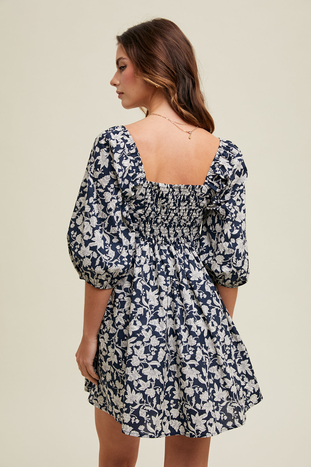 Ruched Floral Dress