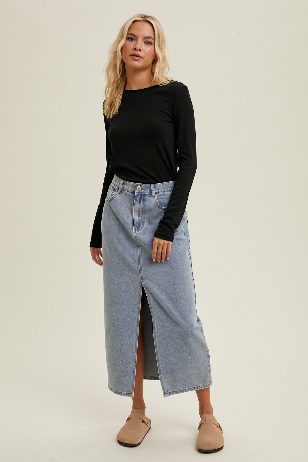 Fitted Rib Knit Top - Black