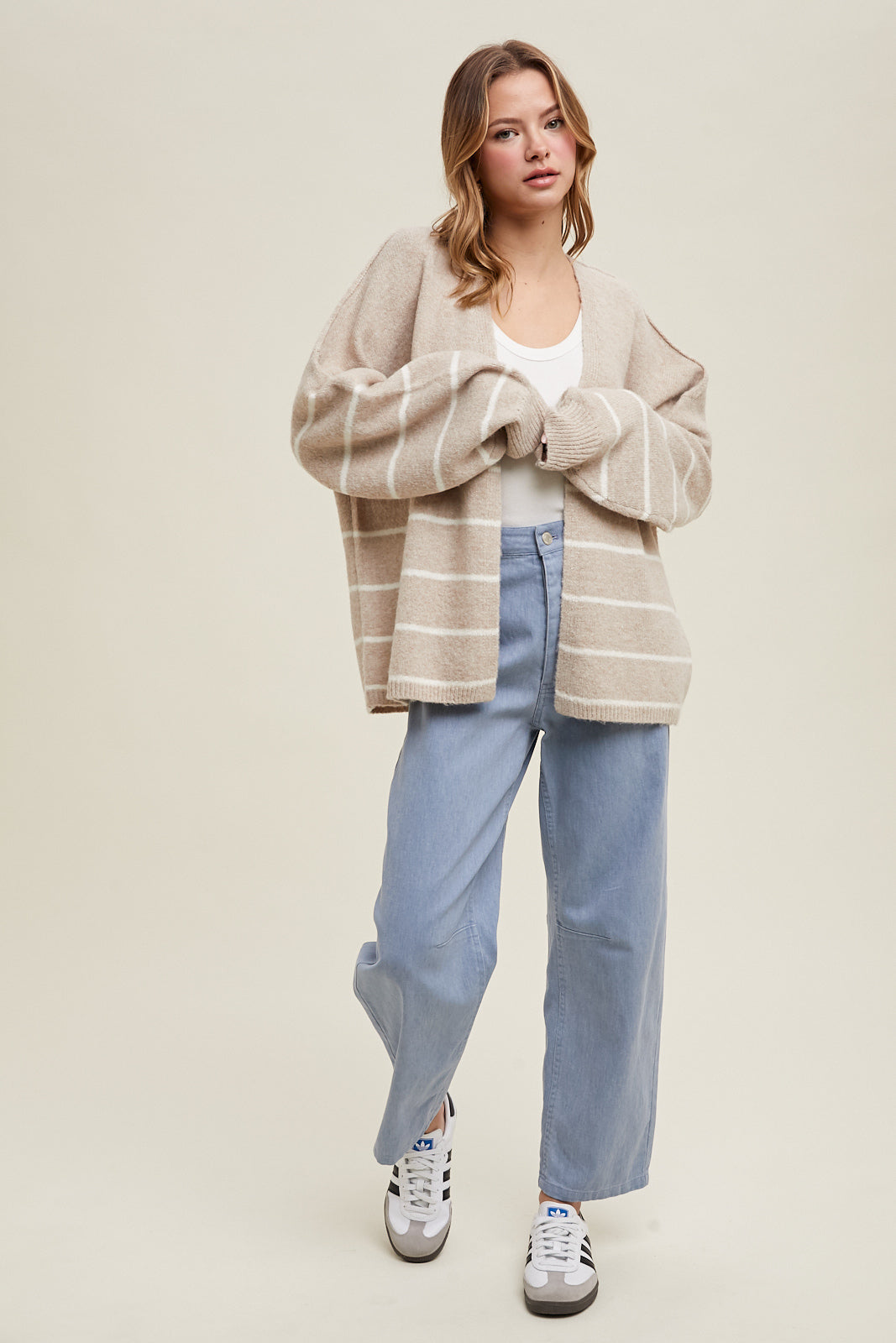 Brushed Striped Cardigan