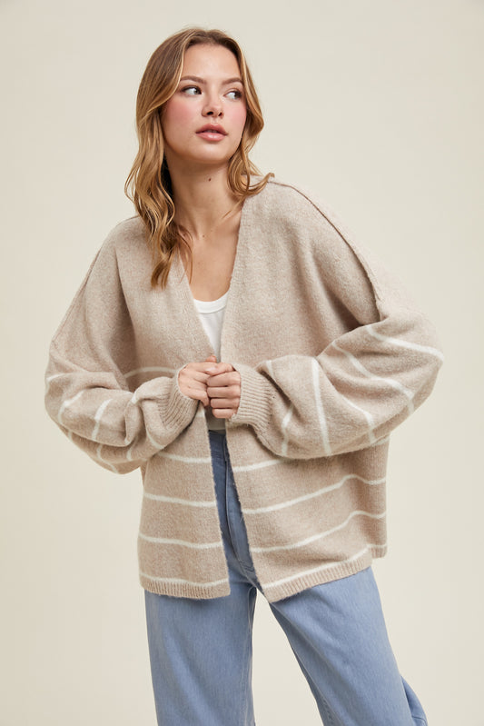 Brushed Striped Cardigan