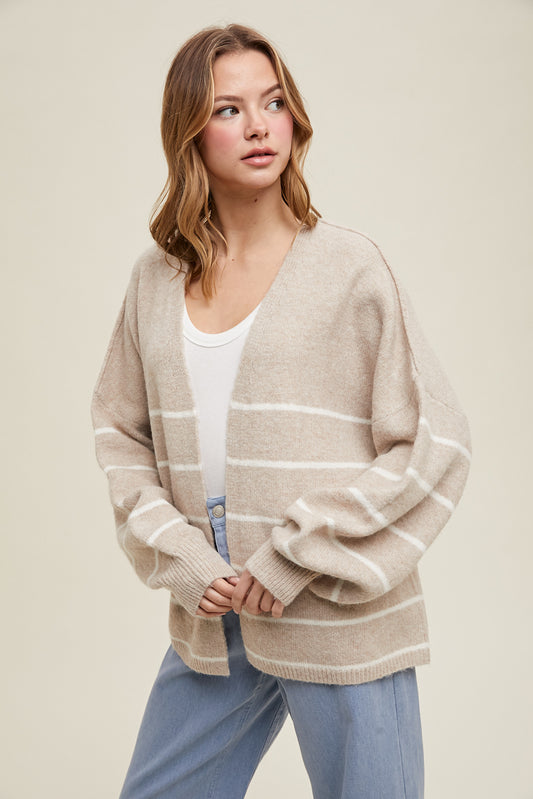 Brushed Striped Cardigan