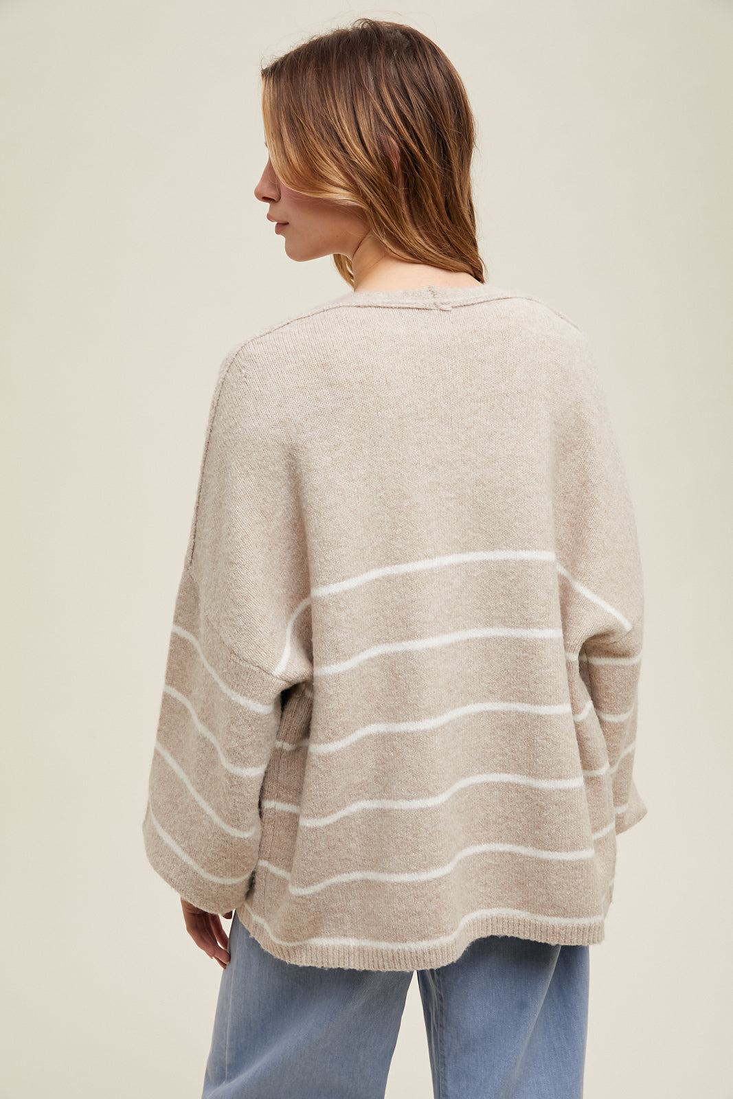 Brushed Striped Cardigan