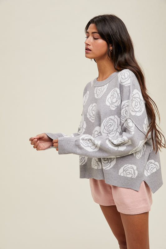 Rose Side Slit Sweater