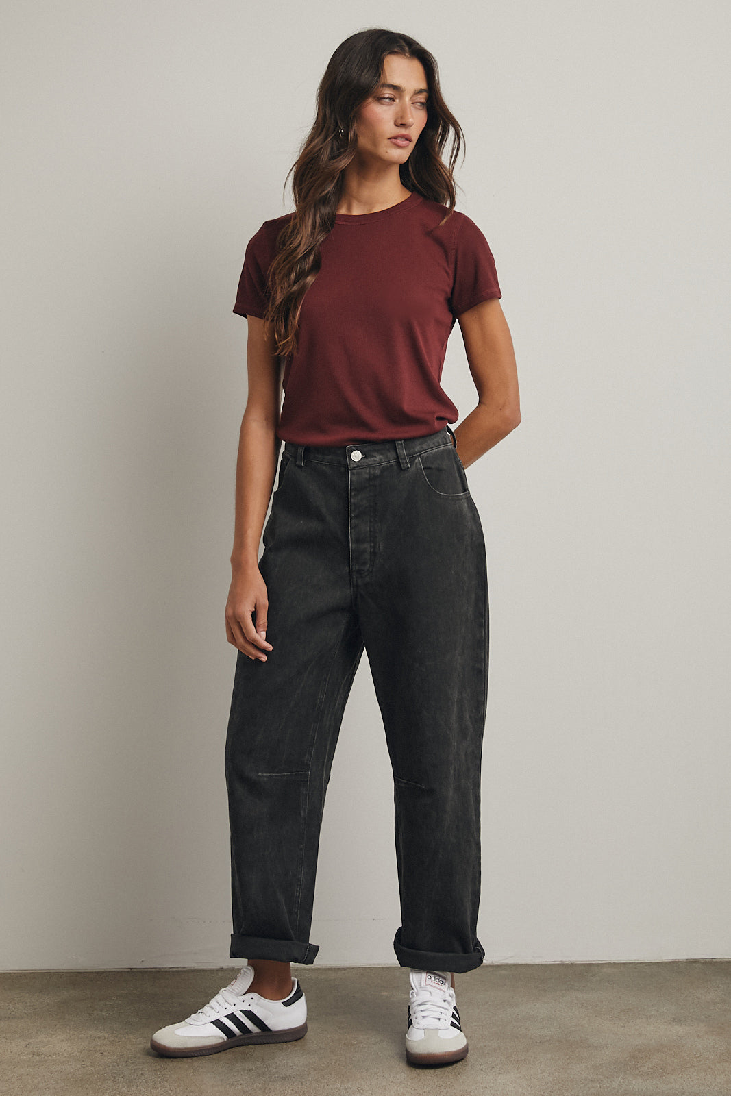 Rib Knit Classic Top - Burgundy