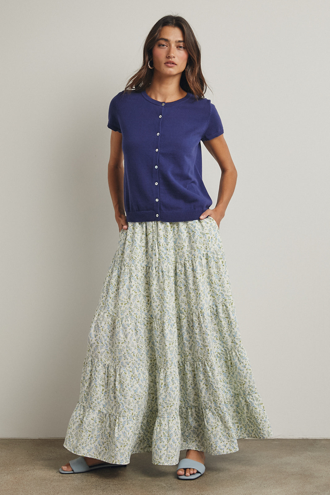Floral Tiered Maxi Skirt