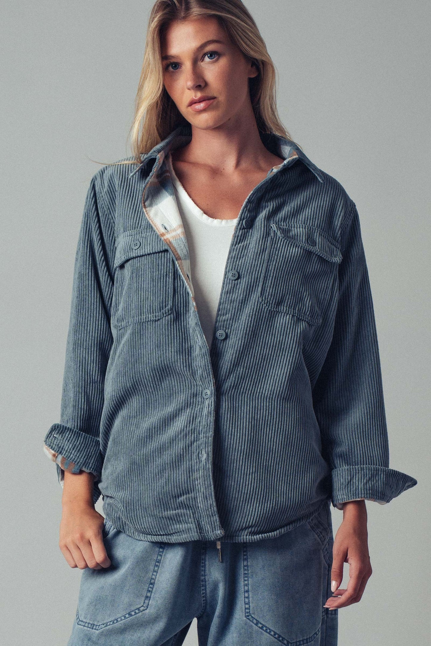 Corduroy Plaid Shacket