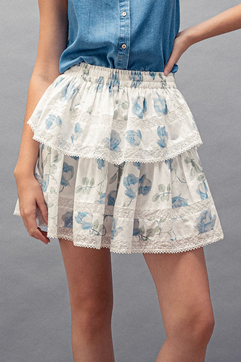 Floral Lace Mini Skirt