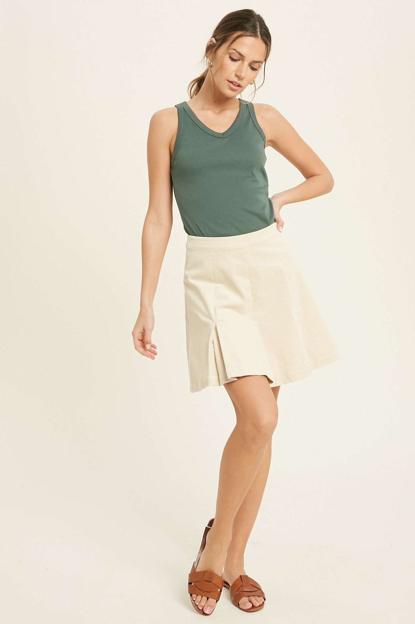 Ribbed Knit Tank - T.Green