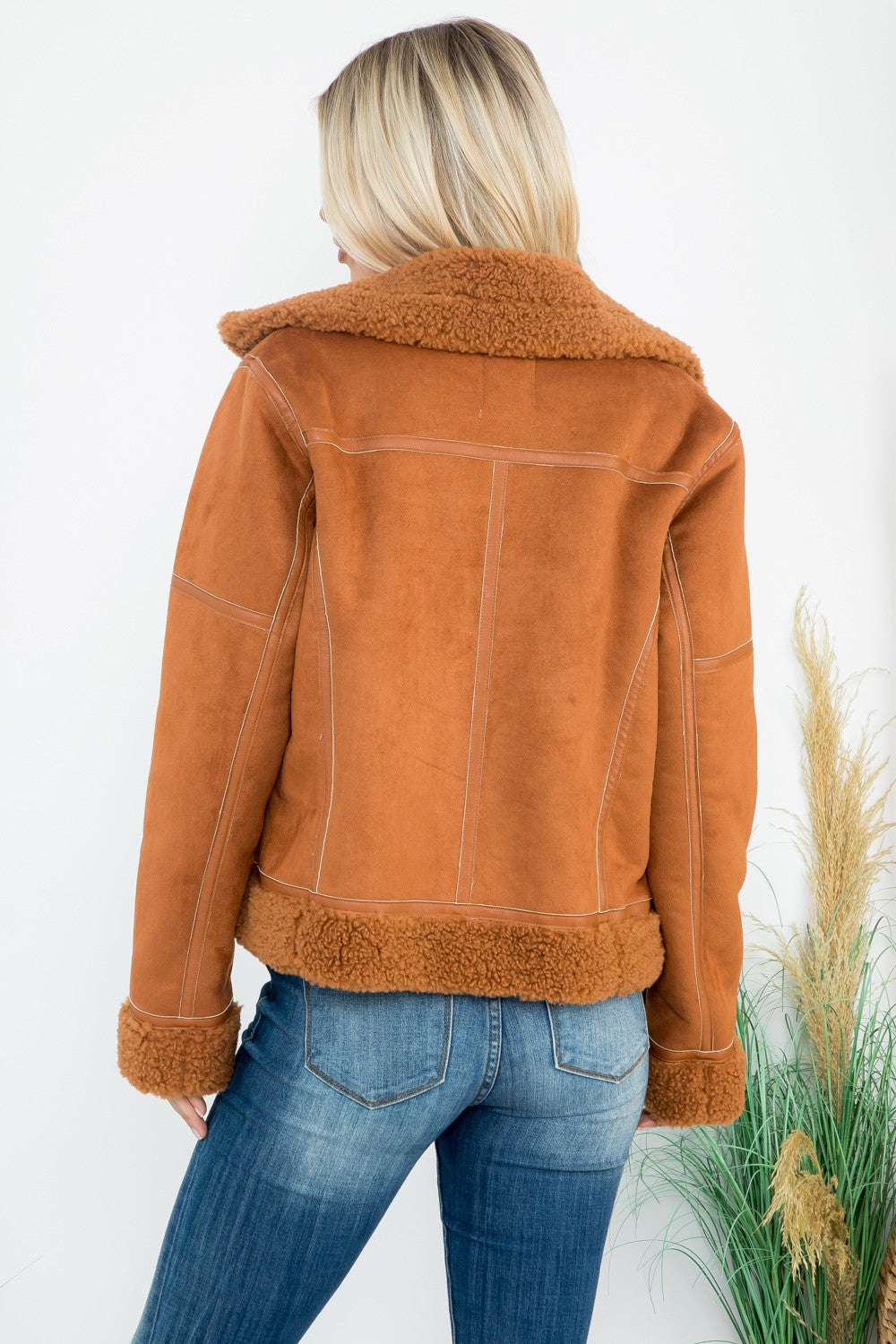 Suede Shearling Moto Jacket