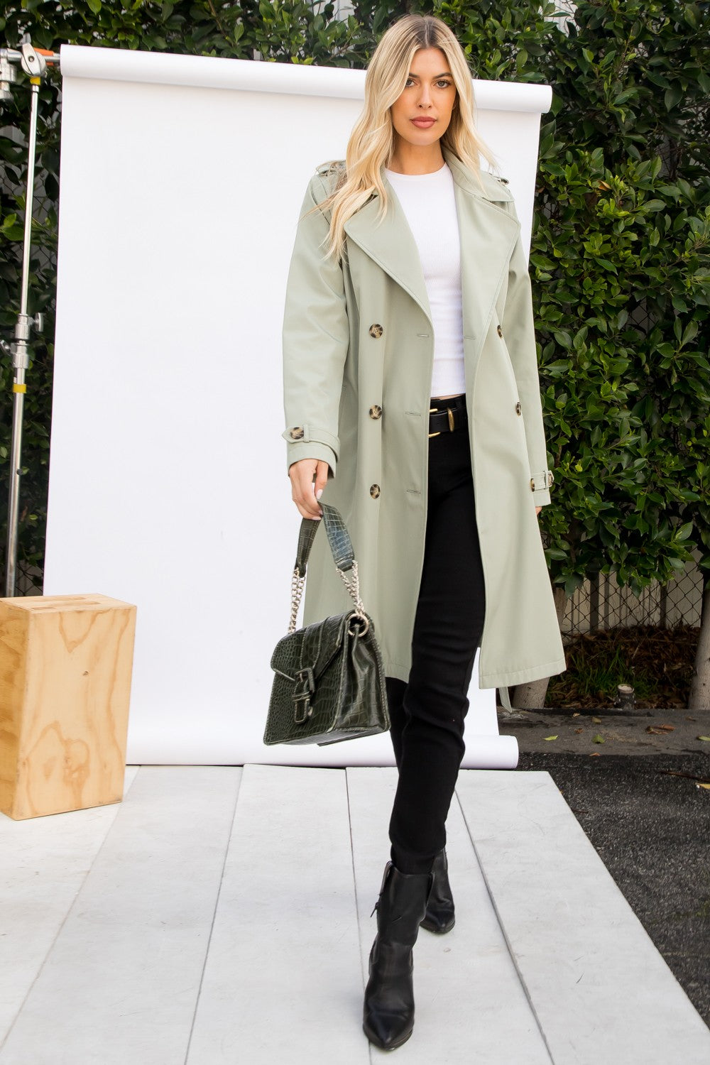 Solid Trench Coat Jacket