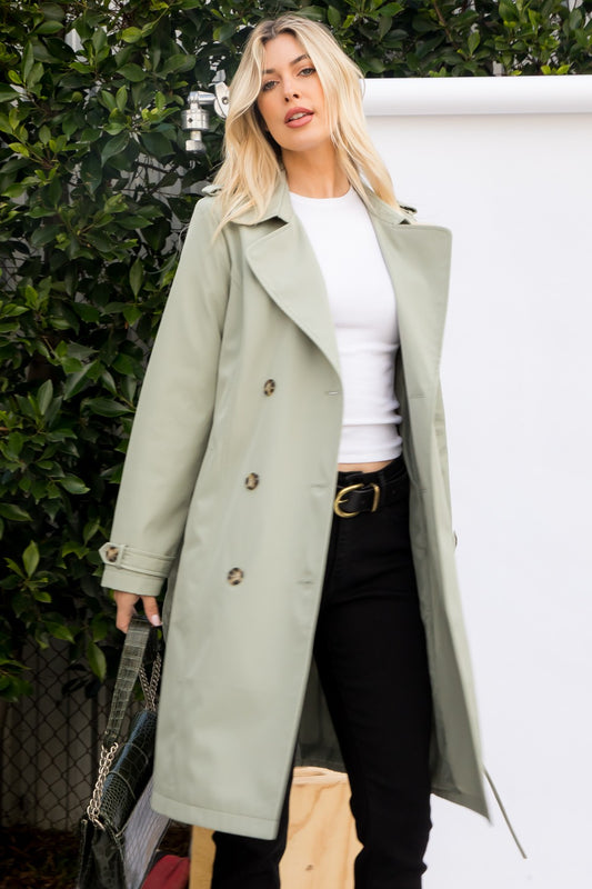 Solid Trench Coat Jacket