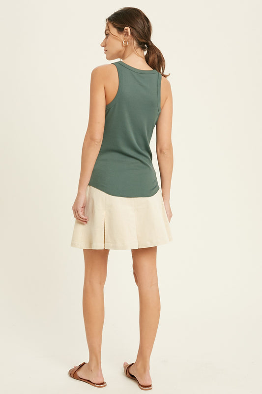 Ribbed Knit Tank - T.Green