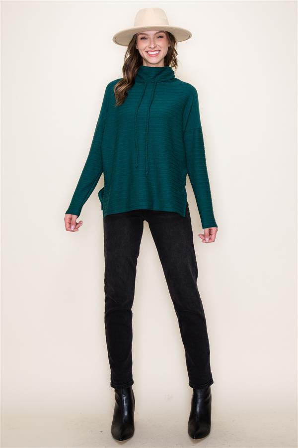 Drawstring Side Slit Sweater