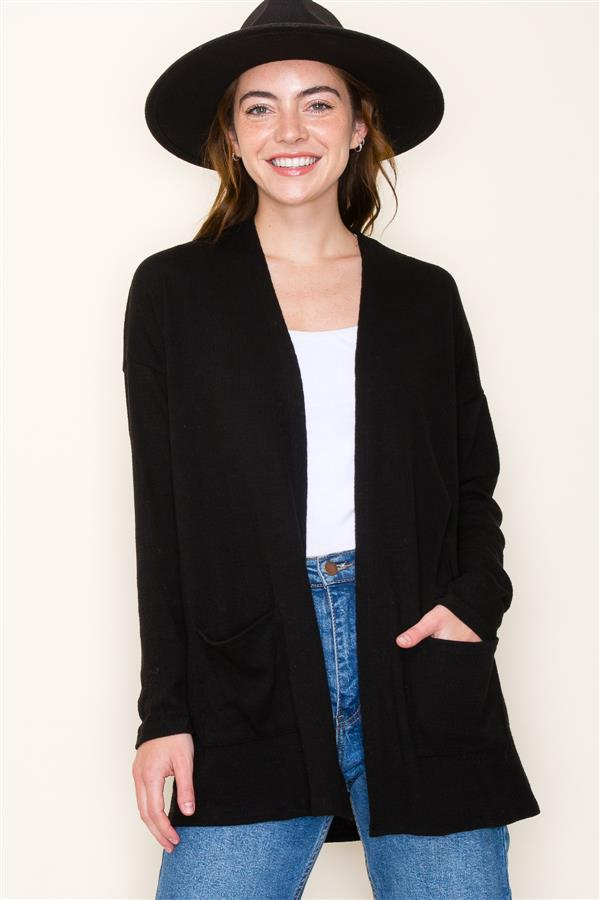 Open Front Cardigan - Black