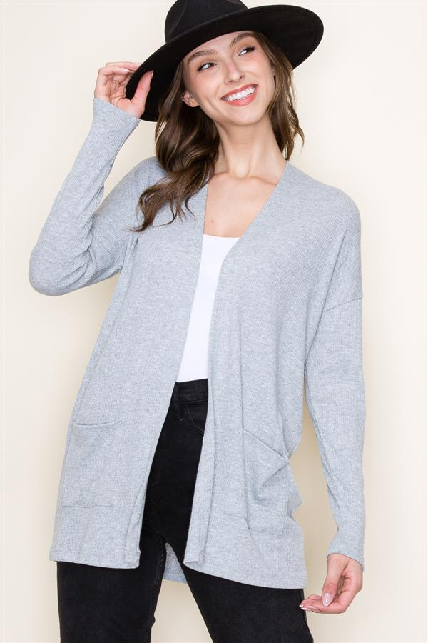 Open Front Cardigan - Heather Gray
