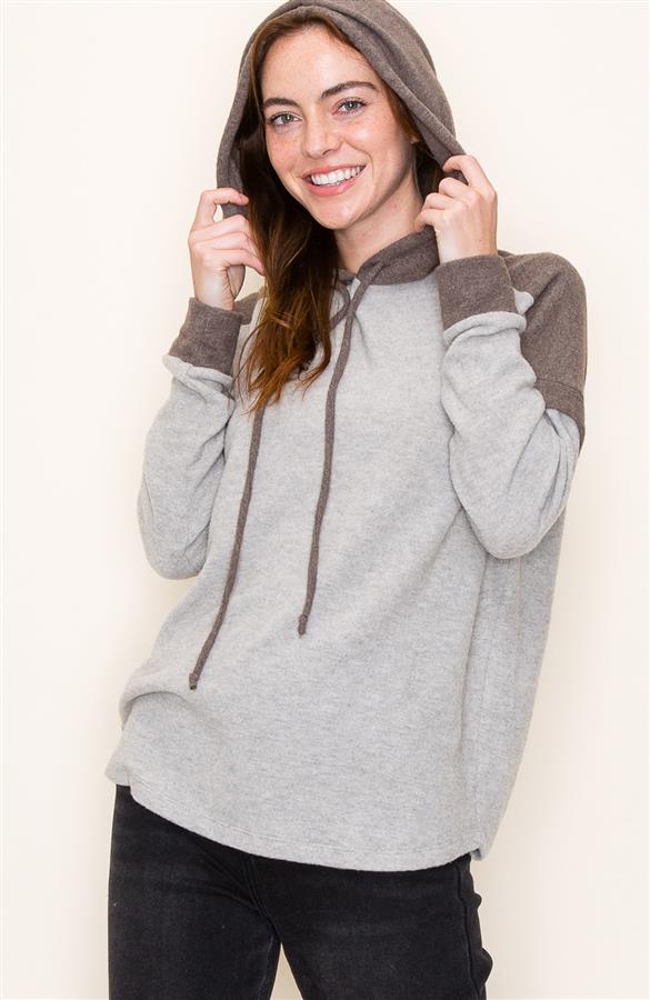 Colorblock Drawstring Hoodie Top