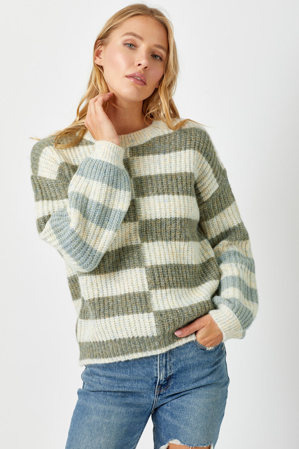 Round Neck Striped Sweater