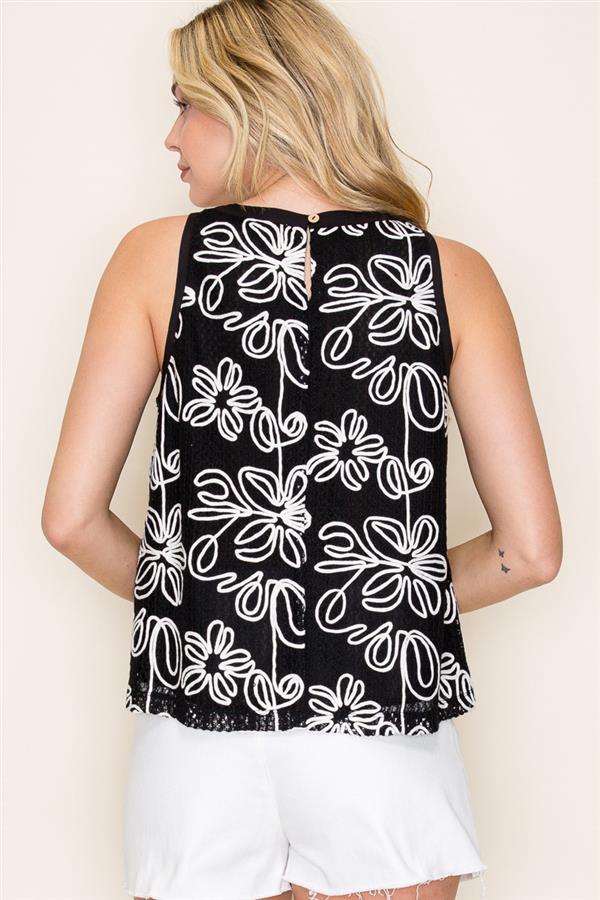 Floral Embroidered Lace Tank