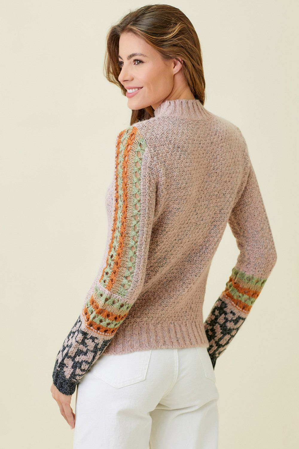 Patterned Sleeve Sweater