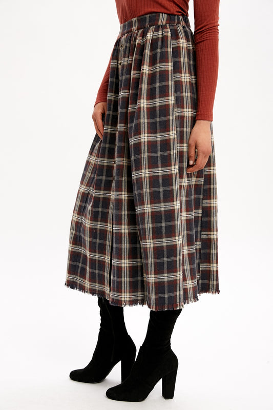Plaid Button Skirt