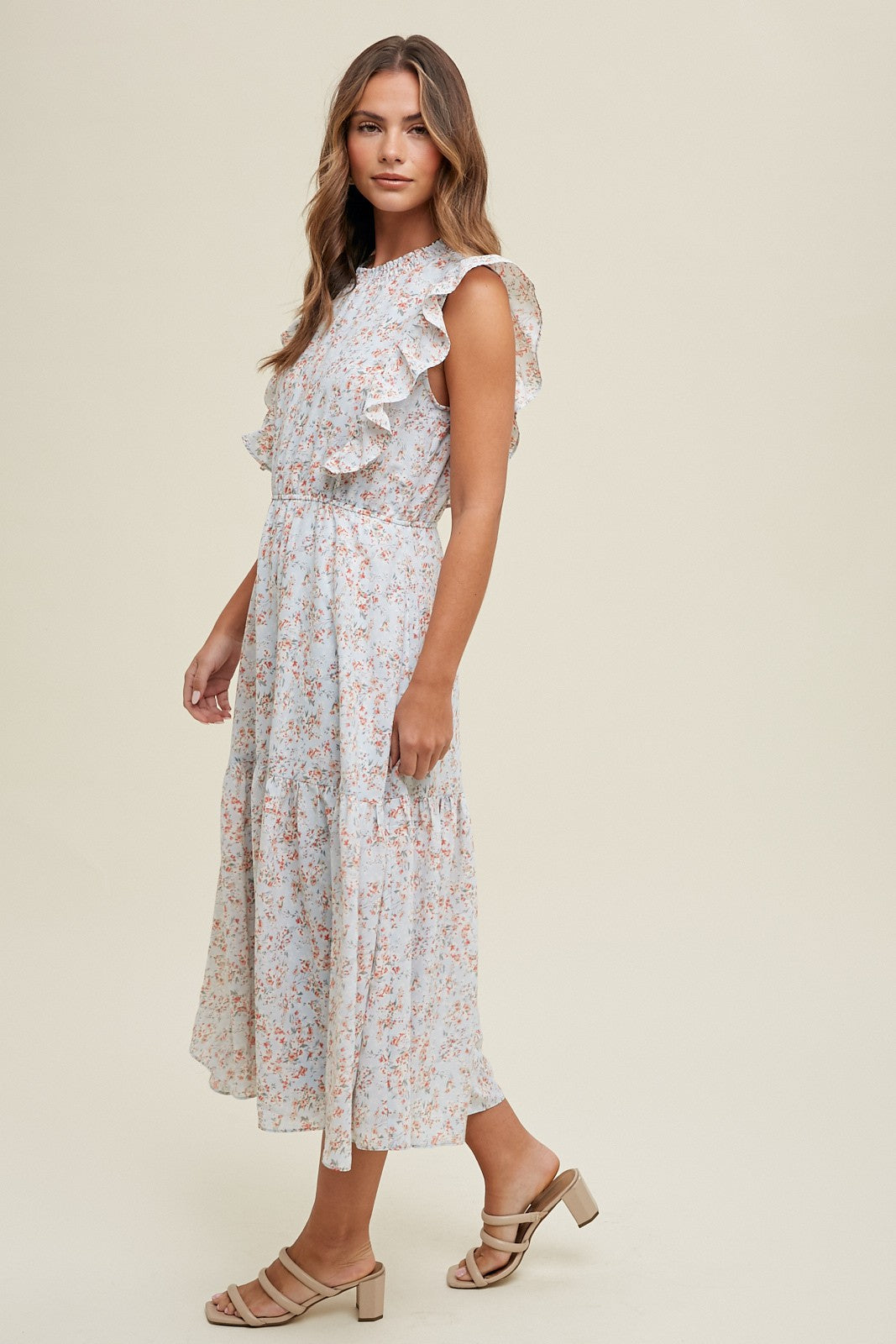 Ruffle Floral Midi Dress