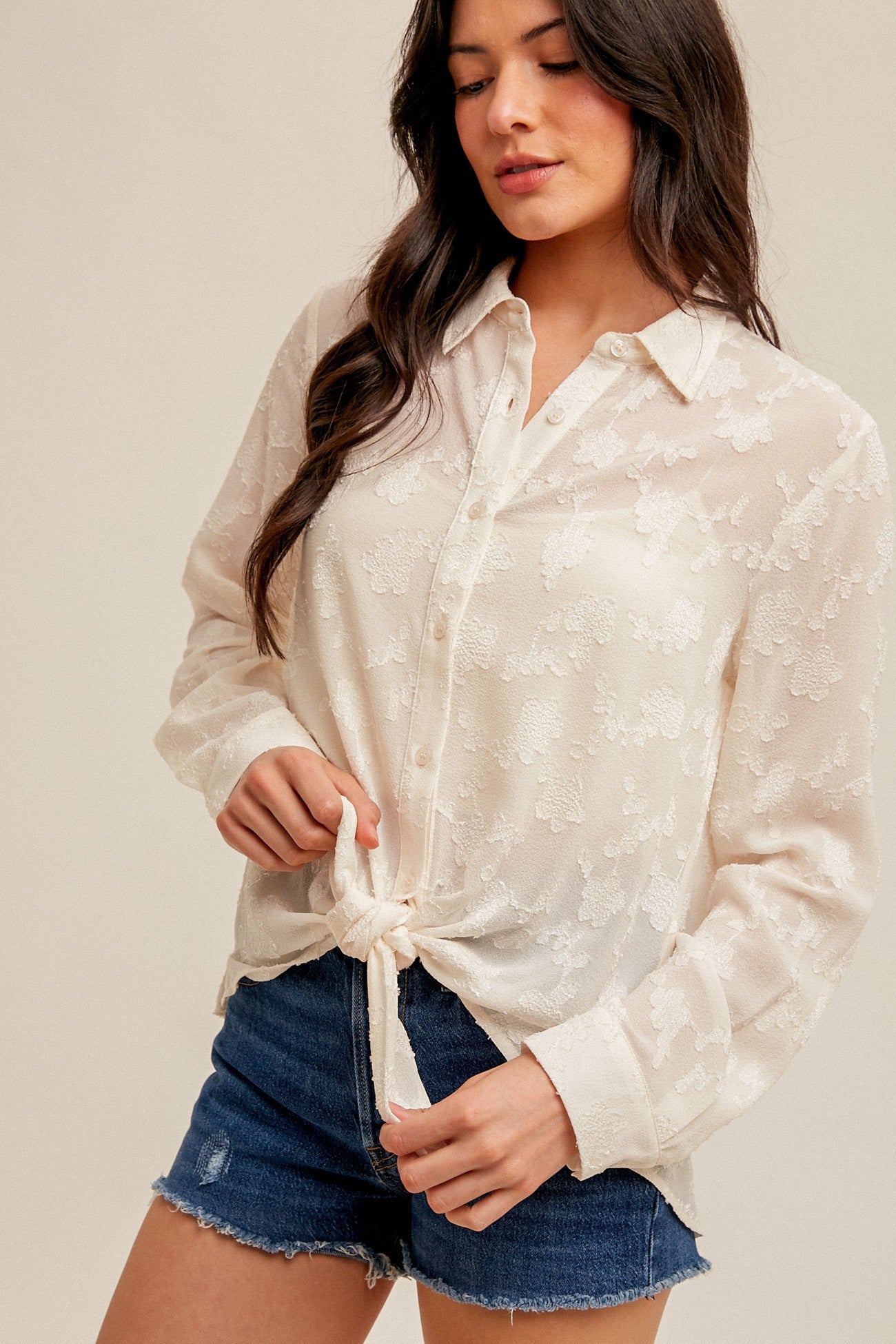 Chiffon Button Down Blouse