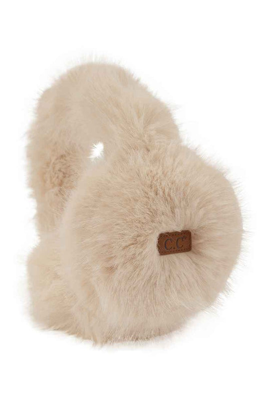 Long Fur Ear Muff - Beige