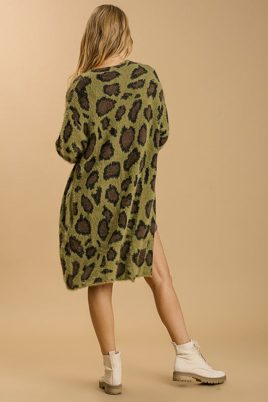 Long Animal Print Cardigan