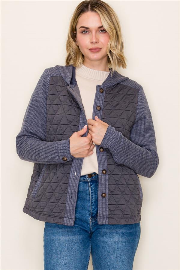 Quilted Button Down Hoodie