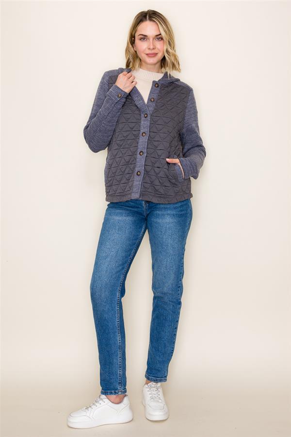 Quilted Button Down Hoodie