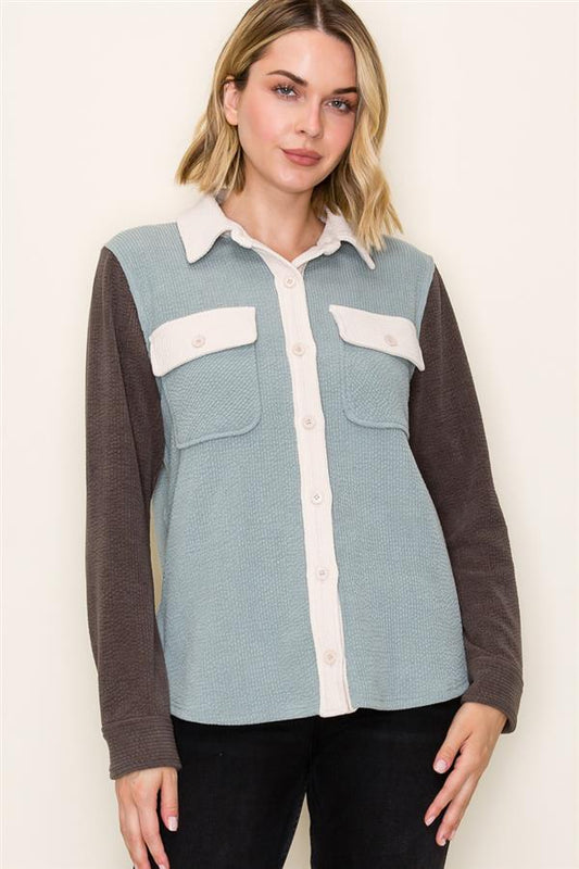 Corduroy Colorblock Shacket