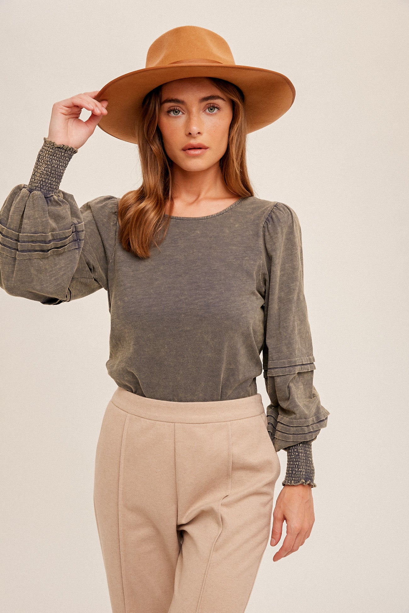 Back Tie Bishop Sleeve Top