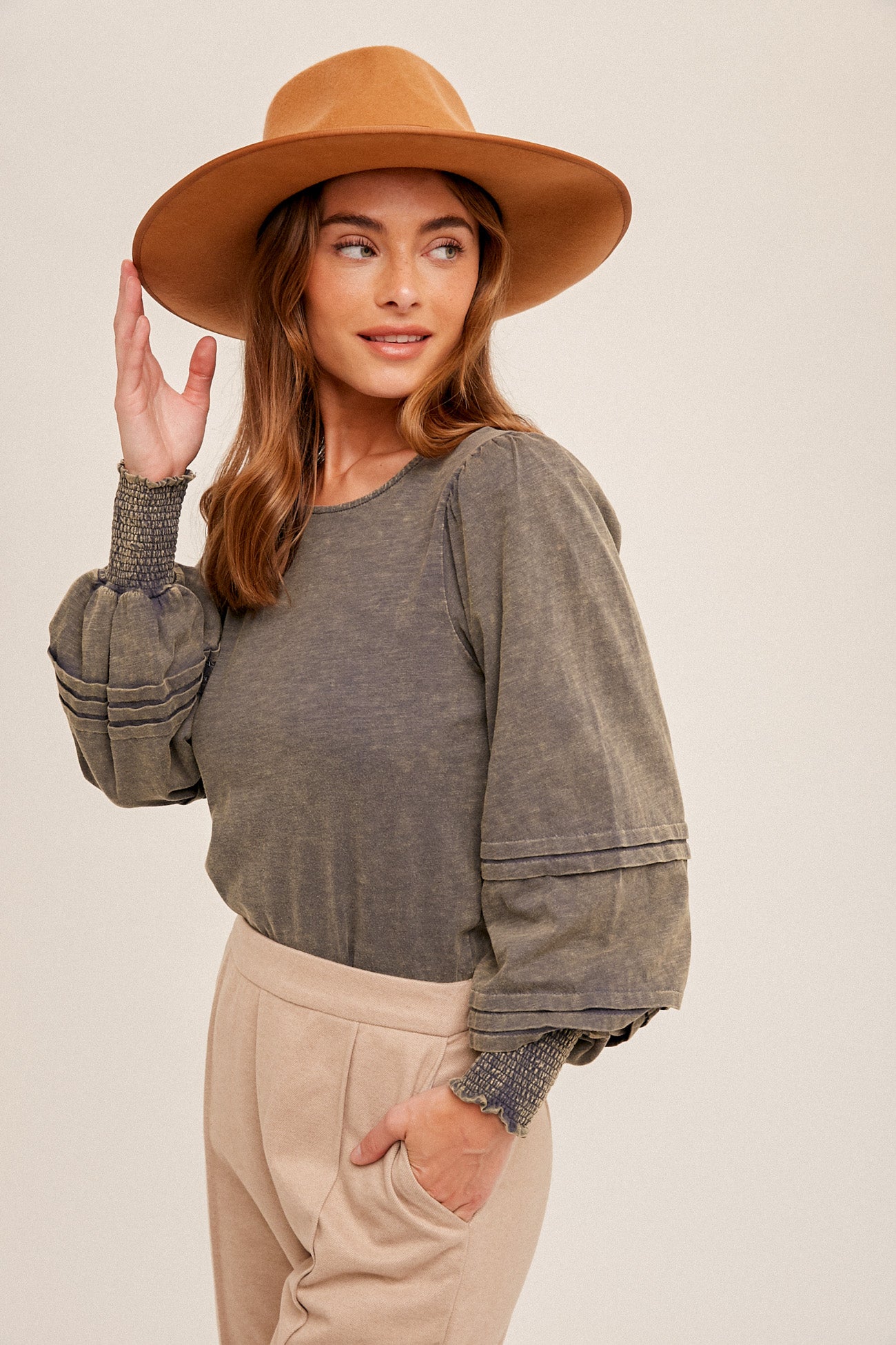 Back Tie Bishop Sleeve Top