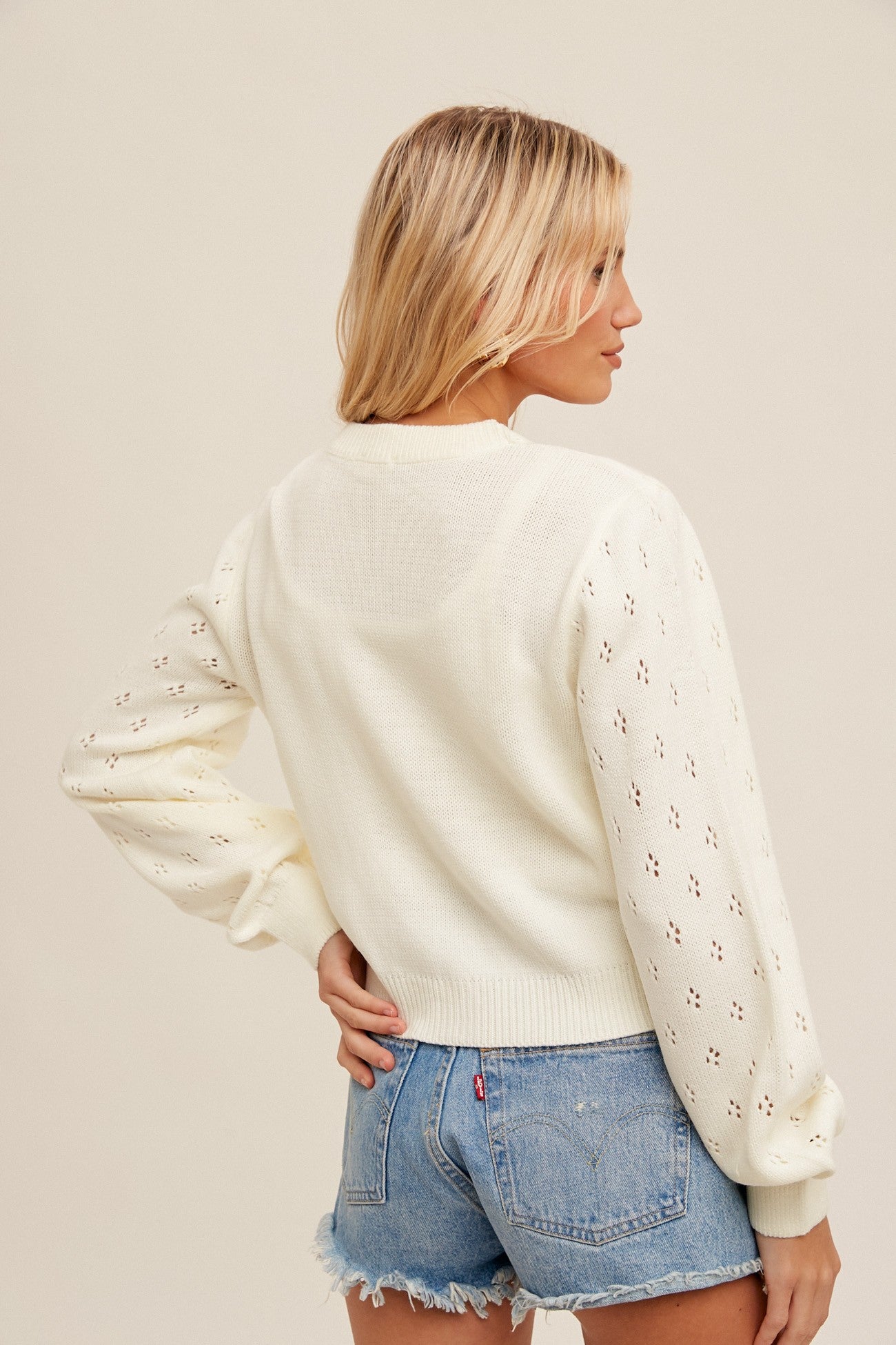 Eyelet Heart Cardigan