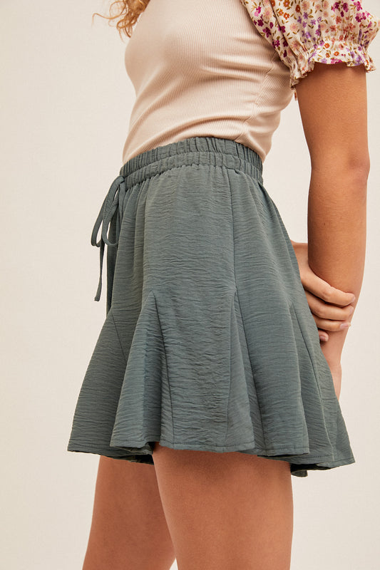 Knot Front Ruffle Shorts