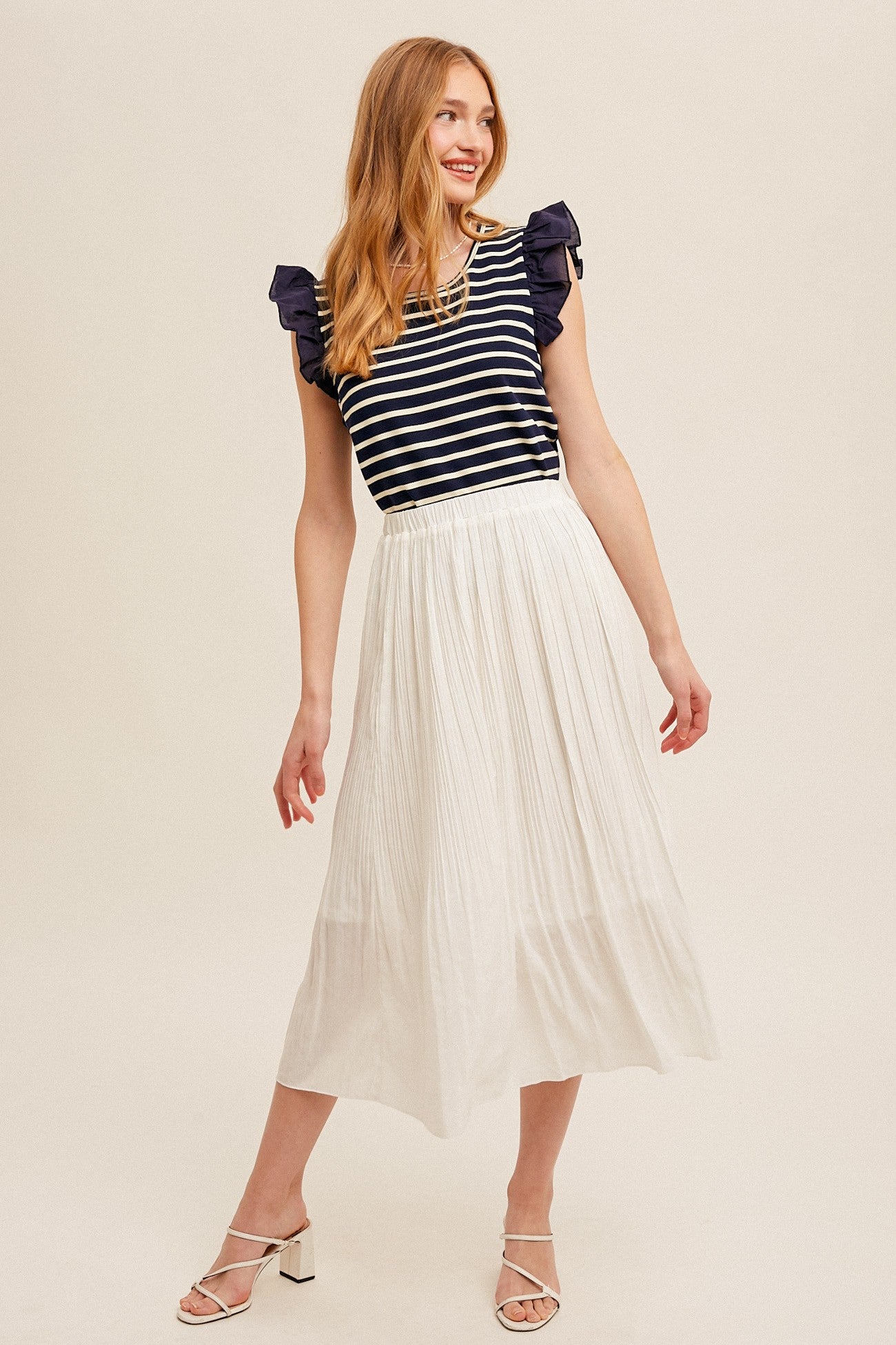 Flutter Sleeve Striped Top