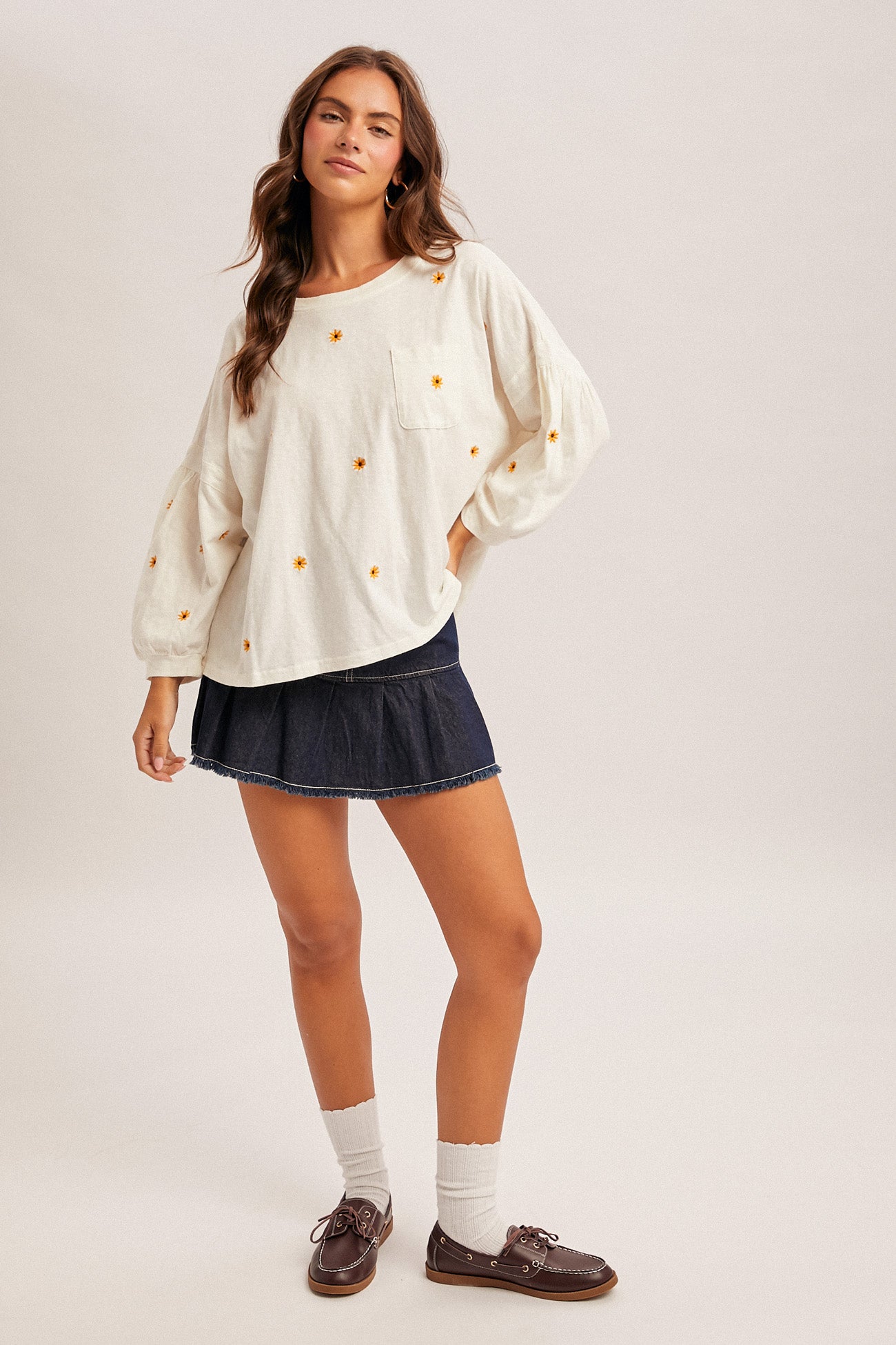 Daisy Embroidered Top