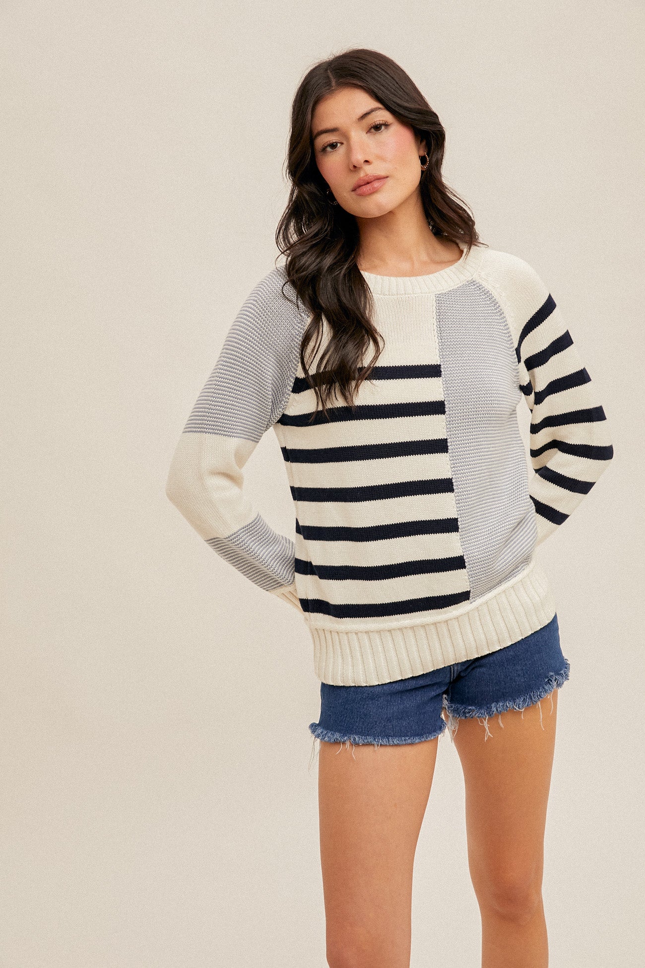 Striped Raglan Pullover Top