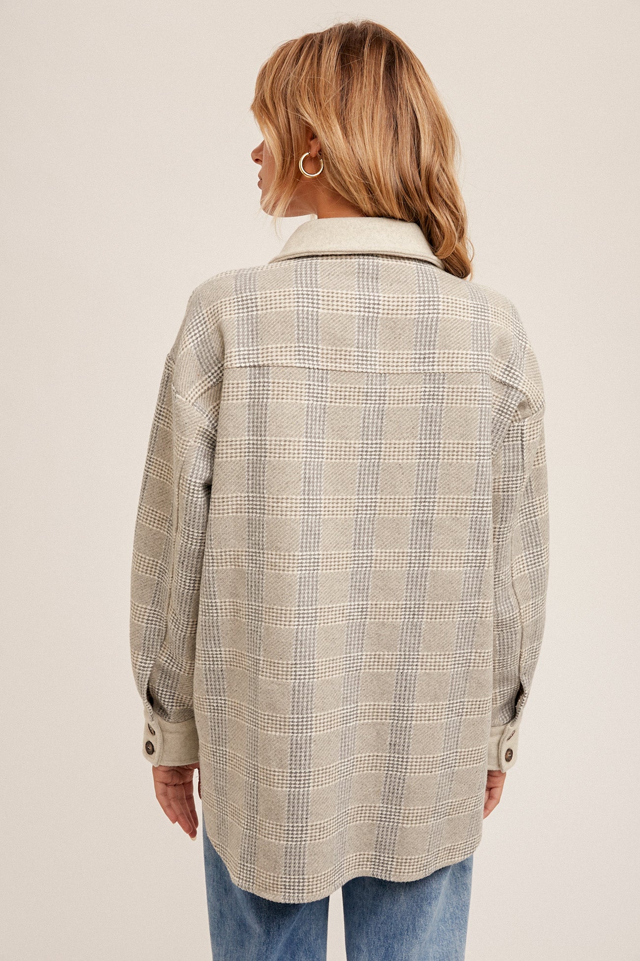 Contrast Detail Plaid Shacket