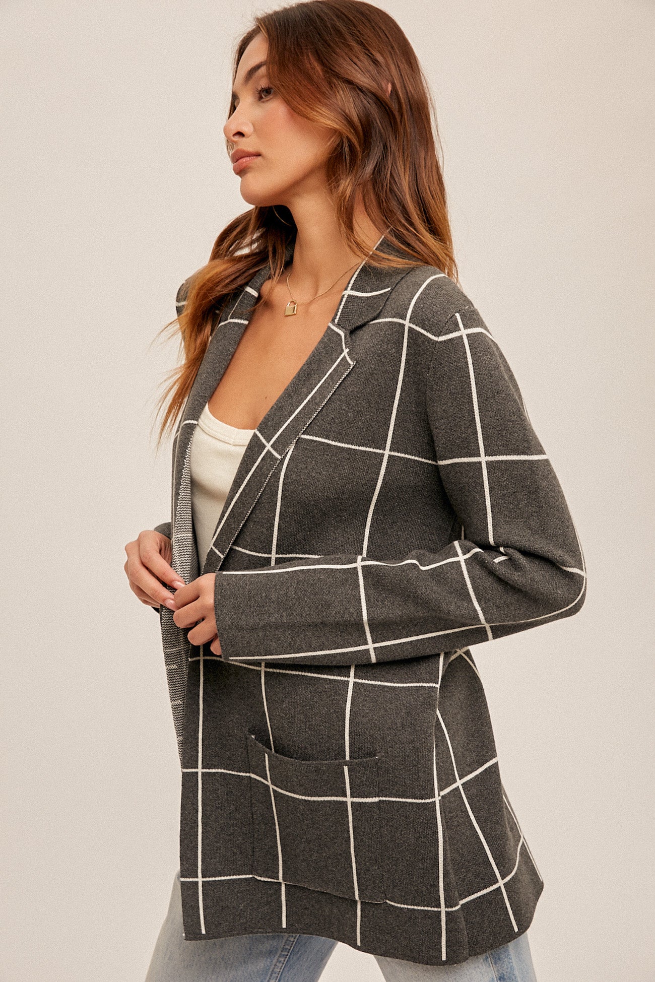 Grid Pattern Cardigan
