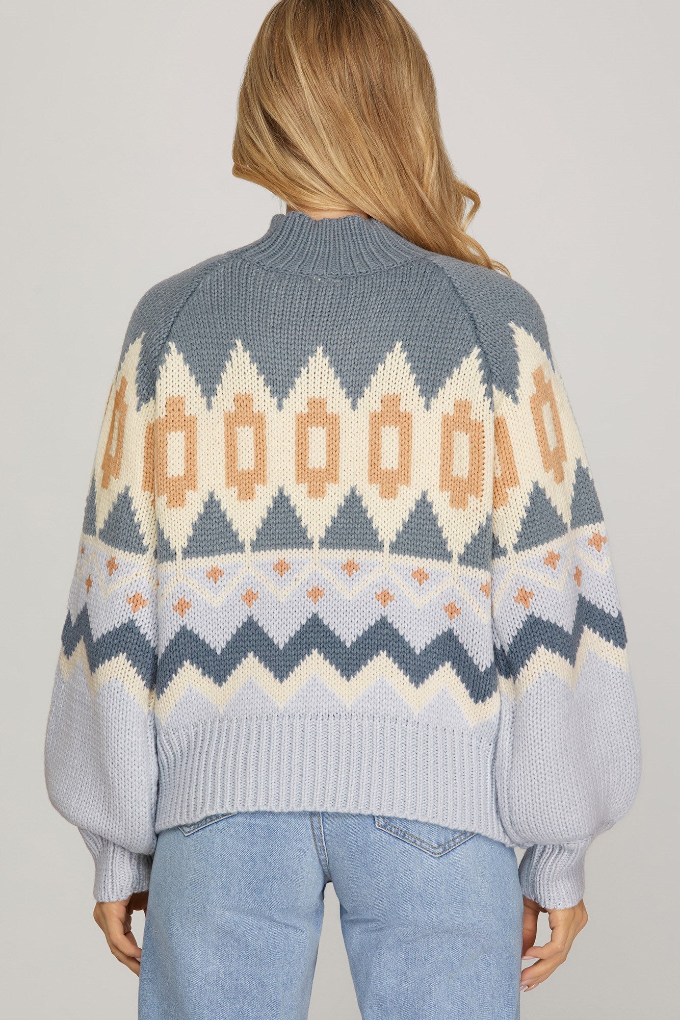 Fair Isle Mock Neck Sweater