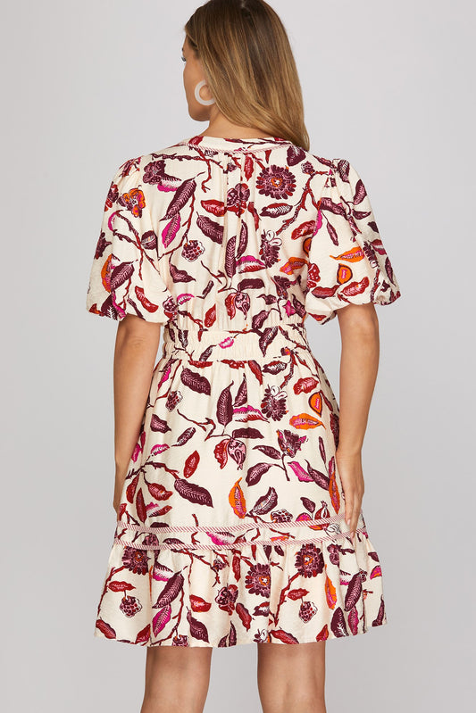 Botanical Smocked Mini Dress